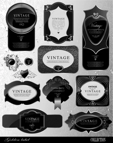 Zestaw wstążek i etykiet retro vintage — Wektor stockowy