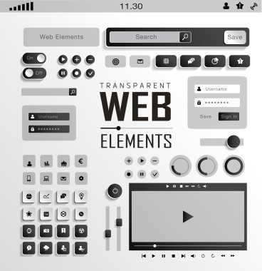 Web öğeleri, düğmeler ve Etiketler vektör. Site navigasyon.