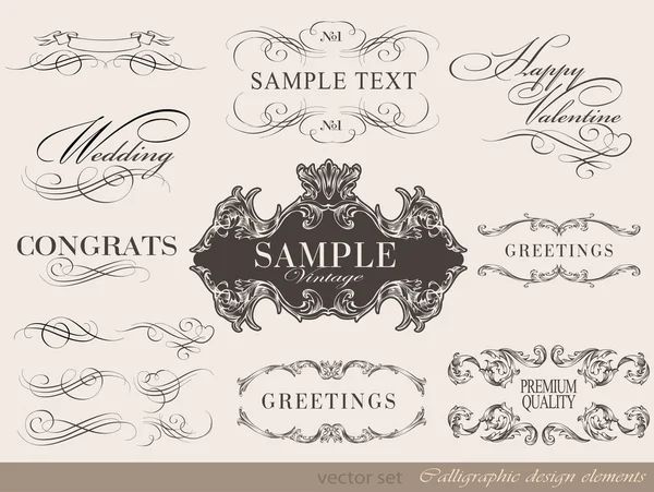 Calligraphic design elements and page decoration — Stock Vector