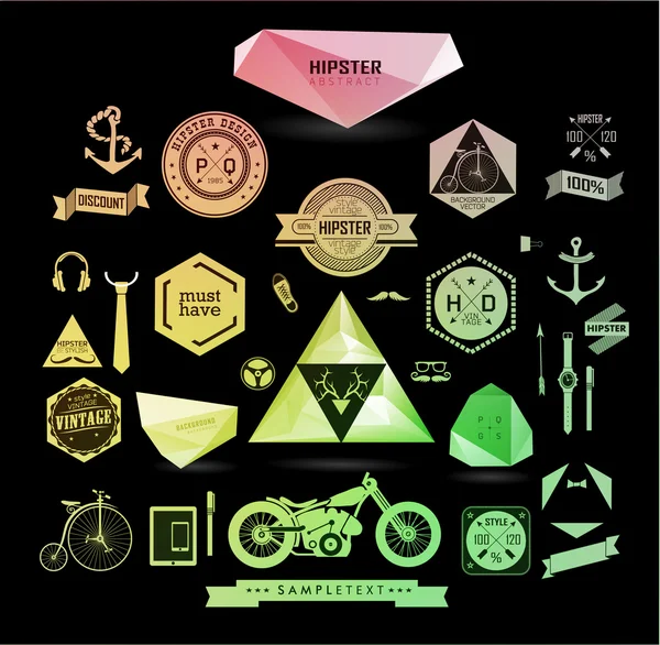 Hipster style elements and icons — Stock Vector