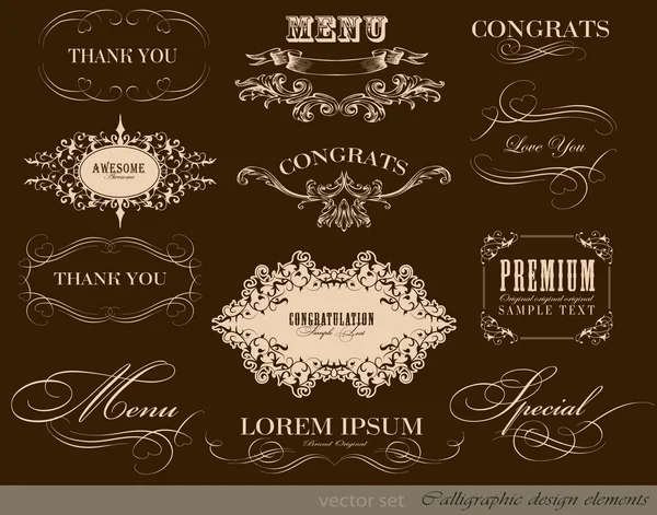 Éléments de conception calligraphique — Image vectorielle