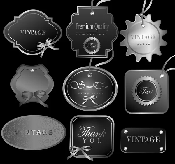 Set retro vintage linten en label — Stockvector