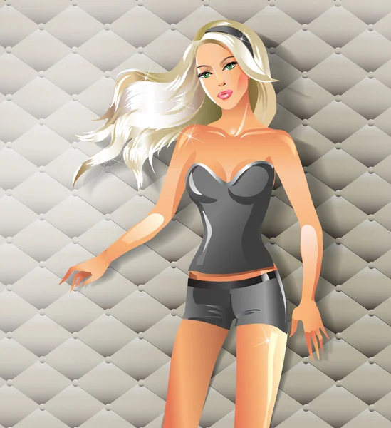 Moda hermosa rubia wom — Vector de stock