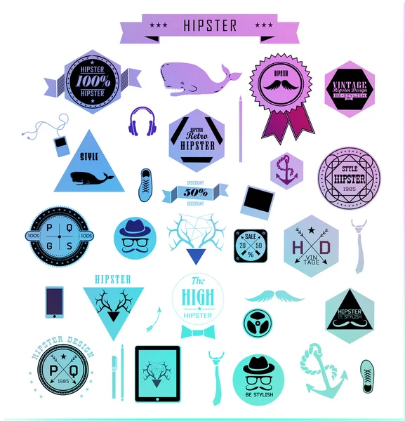 Hipster style elements, icons and labels — Stock Vector