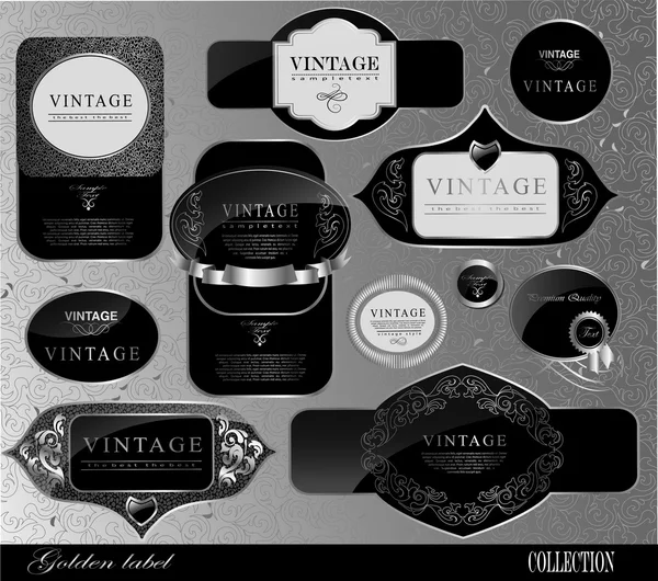 Set retro vintage linten en label — Stockvector