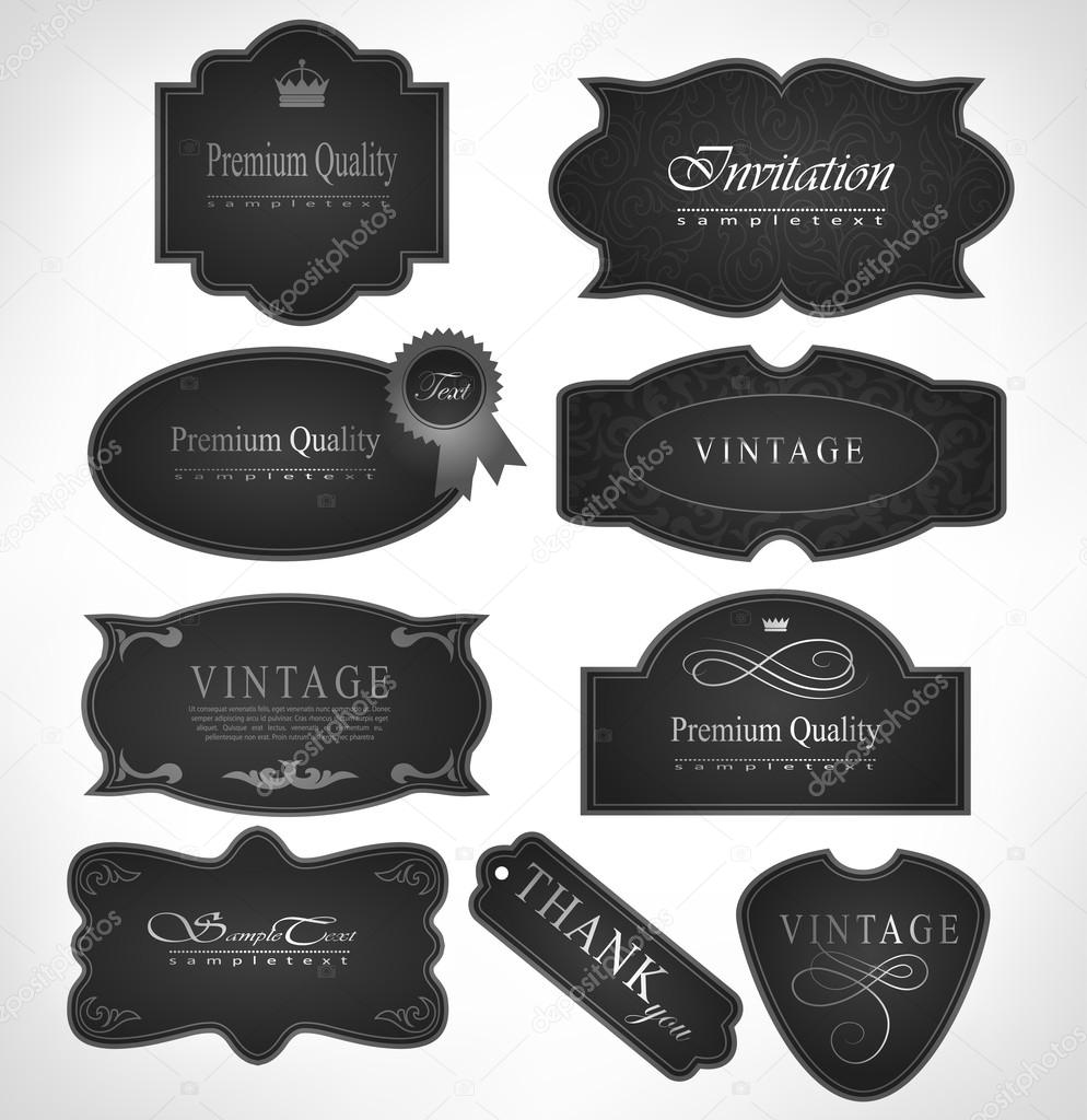 Set retro vintage ribbons and label