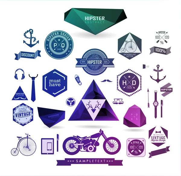 Hipster style elements, icons and labels — Stock Vector
