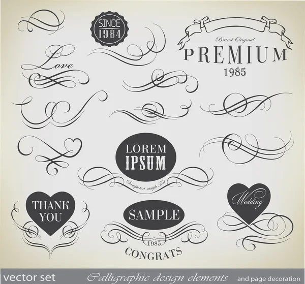 Elementos de diseño caligráfico — Vector de stock