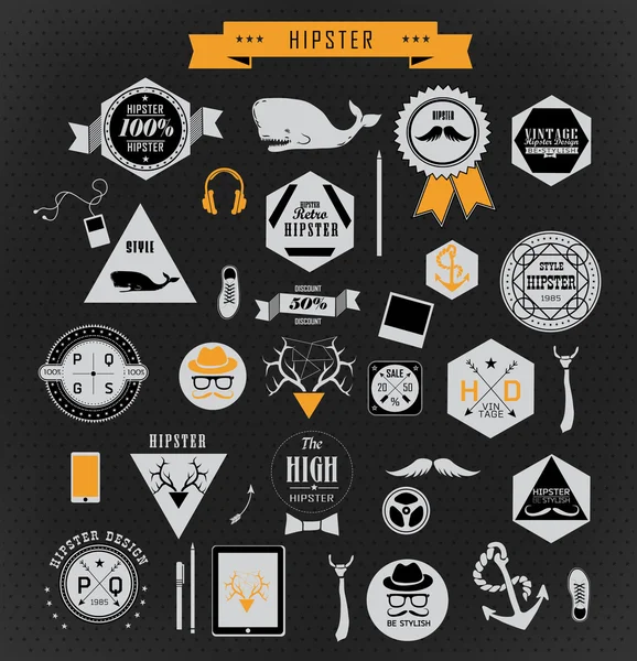 Hipster style elements and icons — Stock Vector