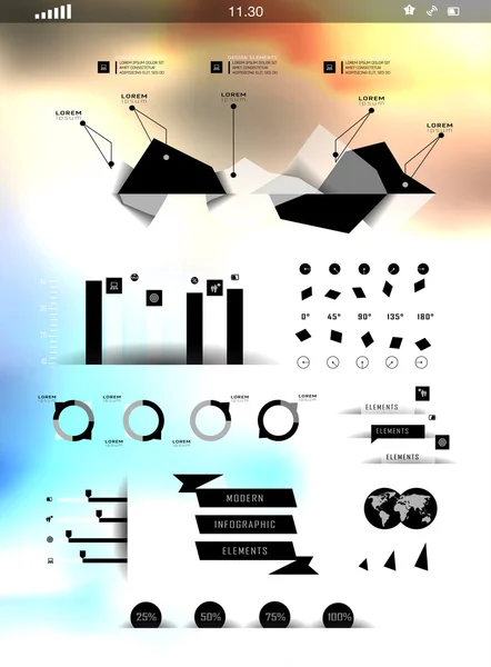 Conjunto de elementos de infografías sobre fondo borroso — Vector de stock