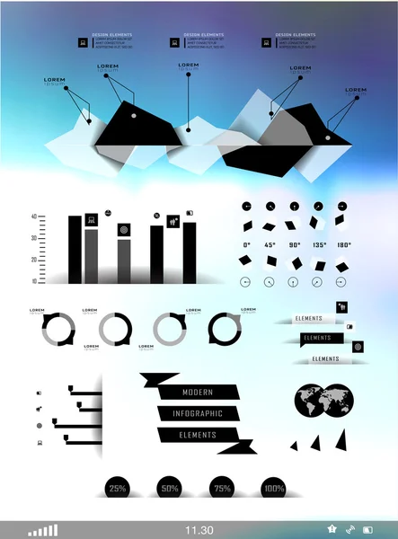 Ange delar av infographics på oskärpa bakgrund — Stock vektor