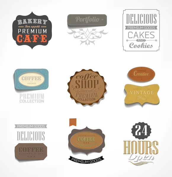 Set retro vintage linten en label — Stockvector