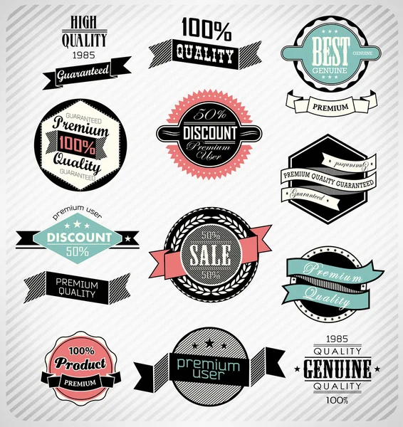 Set retro vintage ribbons and label — Stock Vector
