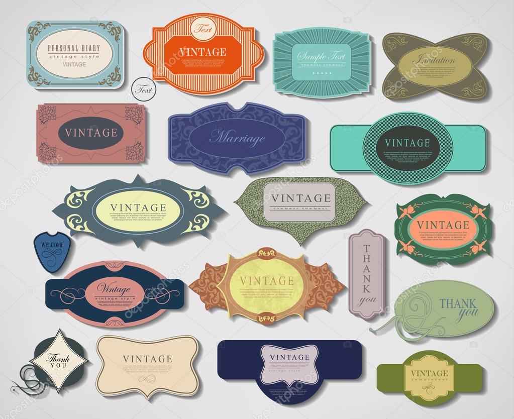 set retro vintage ribbons and label