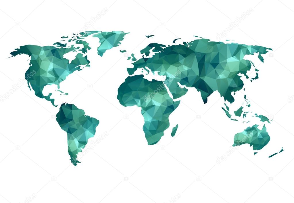 World map background in polygonal style