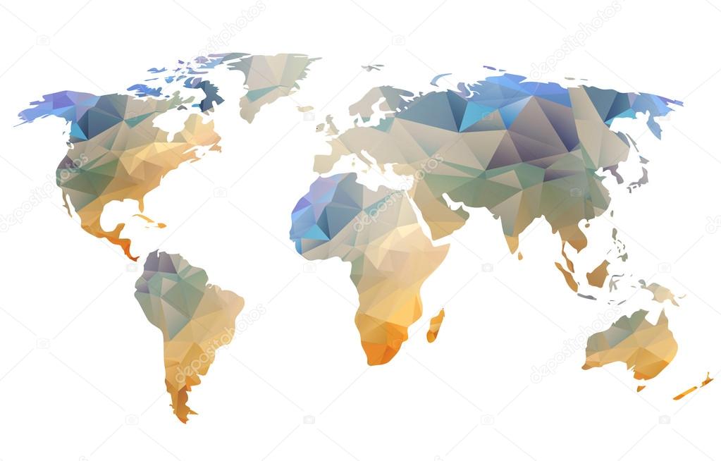 World map background in polygonal style