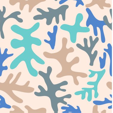 Kusursuz desen. Organik el yazması matisse sanat tarzında soyut moda karalama. Çeşitli şekiller ve nesneler. Posterler için çağdaş modern simgeler şablonları, sosyal medya. Vektör