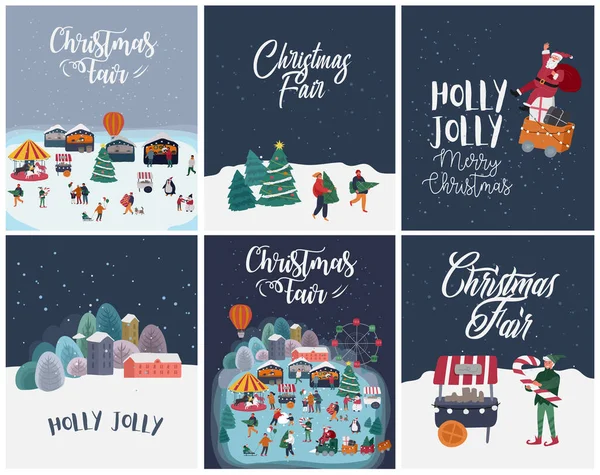 Landing page template with Christmas and New Year holiday elf portrait photo with big candy. Animator im Weihnachtskostüm. Weihnachtsmarkt. Cartoonvektor — Stockvektor