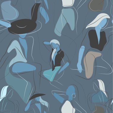 Dişilik, güzellik ve modern sanatla, en az çizgisel tarzda, kusursuz bir kadın figürü. Soyut poster ve t-shirt yazdırma vektörü