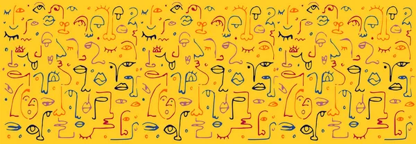 Set van kleurrijke kinderachtige abstracte hand getekend naadloze patroon set. Hedendaagse minimale moderne trendy freehand doodle. Sjablonen voor sociale media iconen, posters. Vector — Stockvector