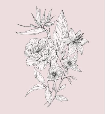 Logo ya da dekorasyon için moda düğün çiçekleri. El yapımı düğün dekorasyonu, davetiye için zarif yapraklar tarih kartını sakla. Botanik kırsal trend yeşilliği