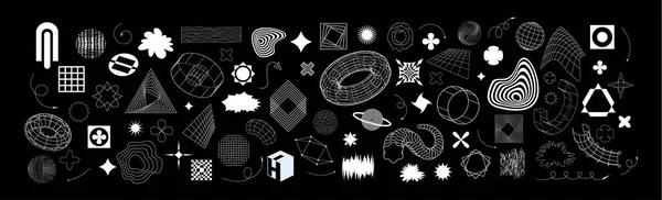 Retrofuturista Colección Elementos Diseño Geometría Y2K Cyber Neo Futurista Estilo — Archivo Imágenes Vectoriales