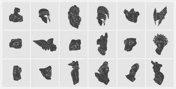 Векторний Набір Античних Скульптур Силует Векторні Ілюстрації Класичною Скульптурою Постерної — стоковий вектор