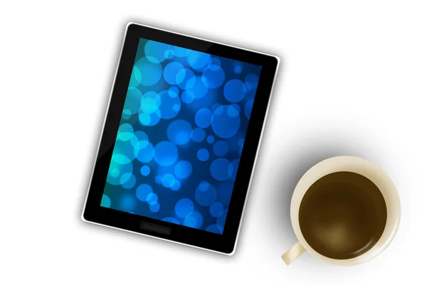 Digitales Tablet und Kaffeetasse — Stockfoto