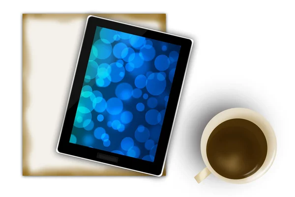 Digitales Tablet und Kaffeetasse — Stockfoto