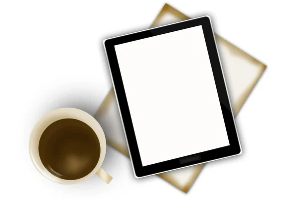 Digitales Tablet und Kaffeetasse — Stockfoto