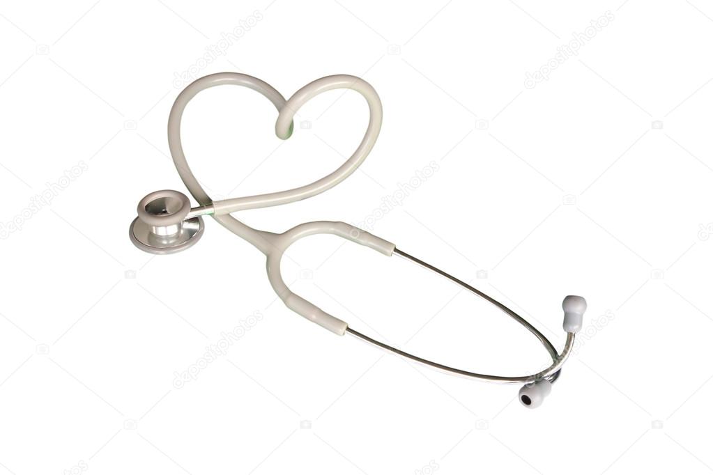 Stethoscope in Shape of Heart Isolated On White Background.