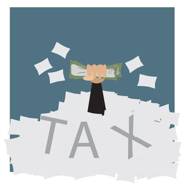 Zakenman uitvoering geld om belasting te betalen — Stockvector