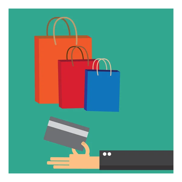 Uma mão segurando sacos de compras —  Vetores de Stock