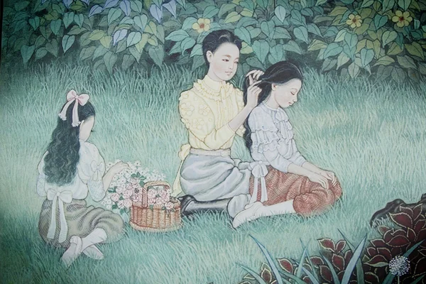 Imagem original de Lai Thai, pintura tailandesa, Tailândia — Fotografia de Stock