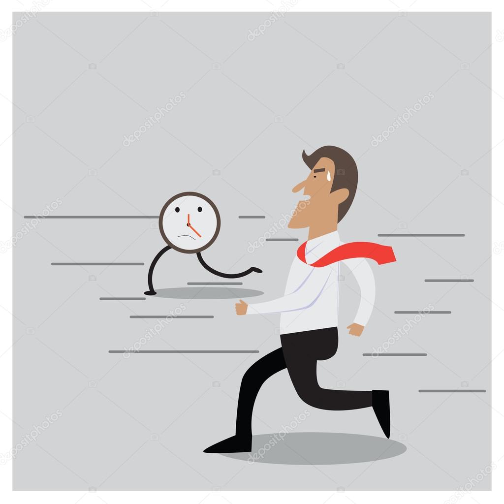 The time management, With Cartoon Businessman running