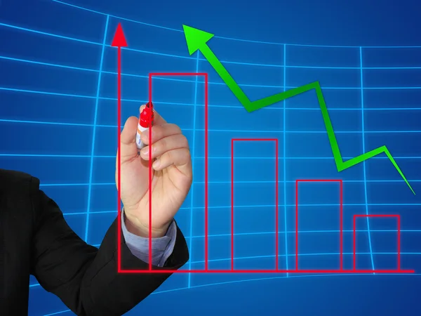 Business write growth graph — Stock Photo, Image