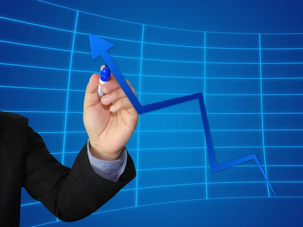 Business write growth graph — Stock Photo, Image