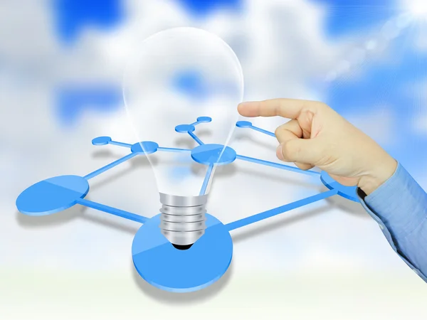 Businessman click Light bulb,concept get idea — Stock Photo, Image