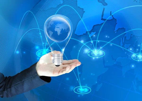 Light bulb in business hand — Stock Photo, Image