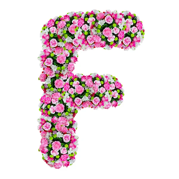 F, izole kırpma yolu ile beyaz üzerinde çiçek alfabesi — Stok fotoğraf