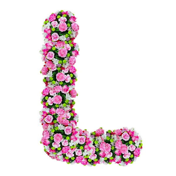 L, izole kırpma yolu ile beyaz üzerinde çiçek alfabesi — Stok fotoğraf