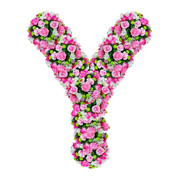 Y, izole kırpma yolu ile beyaz üzerinde çiçek alfabesi — Stok fotoğraf