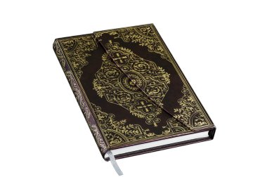 yaratıcı, şık dizüstü - günlük, şarap rengi, koyu kırmızı renkli bir yer imi ve yaldızlı çiçek desenleri ile.