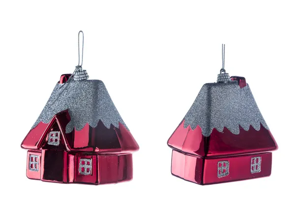 Christmas toy house red. A view from a different angle. — Stock Photo, Image