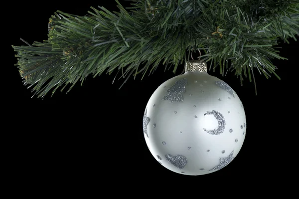 Christmas toy ball on a tree branch. — Stock Photo, Image