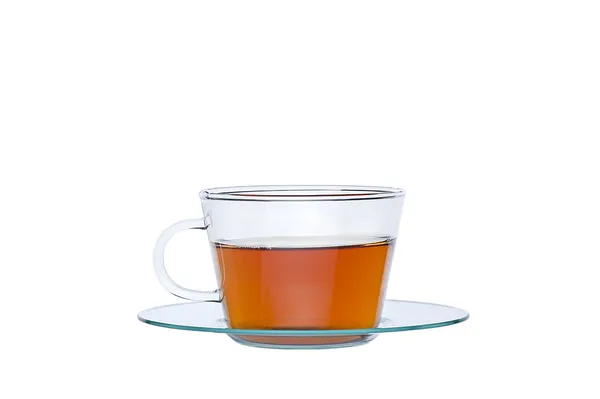 Chá em copo transparente isolado no fundo branco — Fotografia de Stock