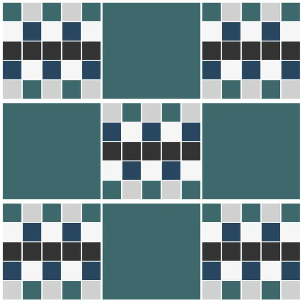 蓝色和绿色几何正方形瓷砖背景 平整质感 — 图库矢量图片