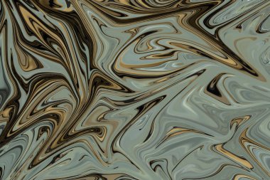 Kahverengi ve gümüş sıvı boya efekti, arka plana iyi gelir. Soyut sıvı sanat arkaplanı