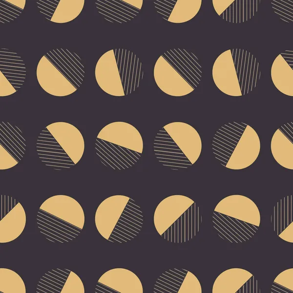 Golden Abstrakt Enkla Randiga Cirklar Geometriska Sömlösa Mönster — Stock vektor
