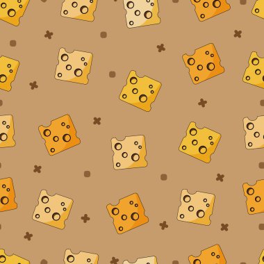 Sarı peynir parçacıkları pürüzsüz desen. Vektör düz resimleme